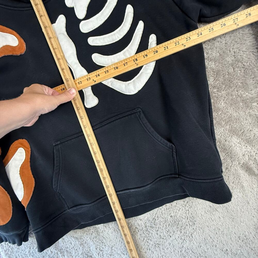 Coursemys Black Skeleton Hoodie L Large Y2K Super Thick RARE Skater Punk - Picture 12 of 13
